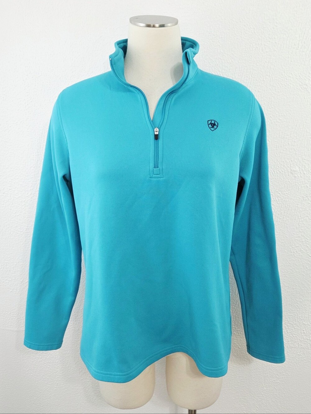 Ariat Tek Team Mid States 1/4 quarter zip fleece sweatshirt jacket teal large L